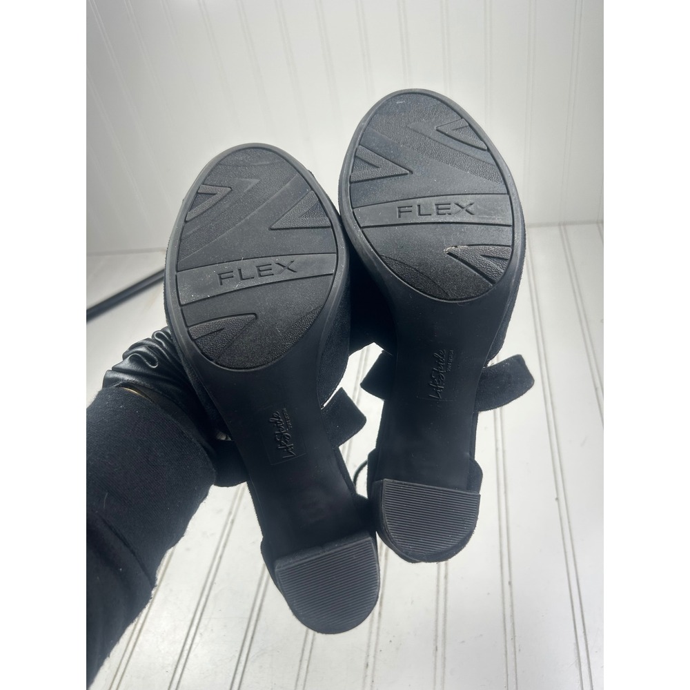 LifeStride Allison Black Fabric Strappy Comfort Sandals Heels Women's Size 10 - Picture 5 of 12